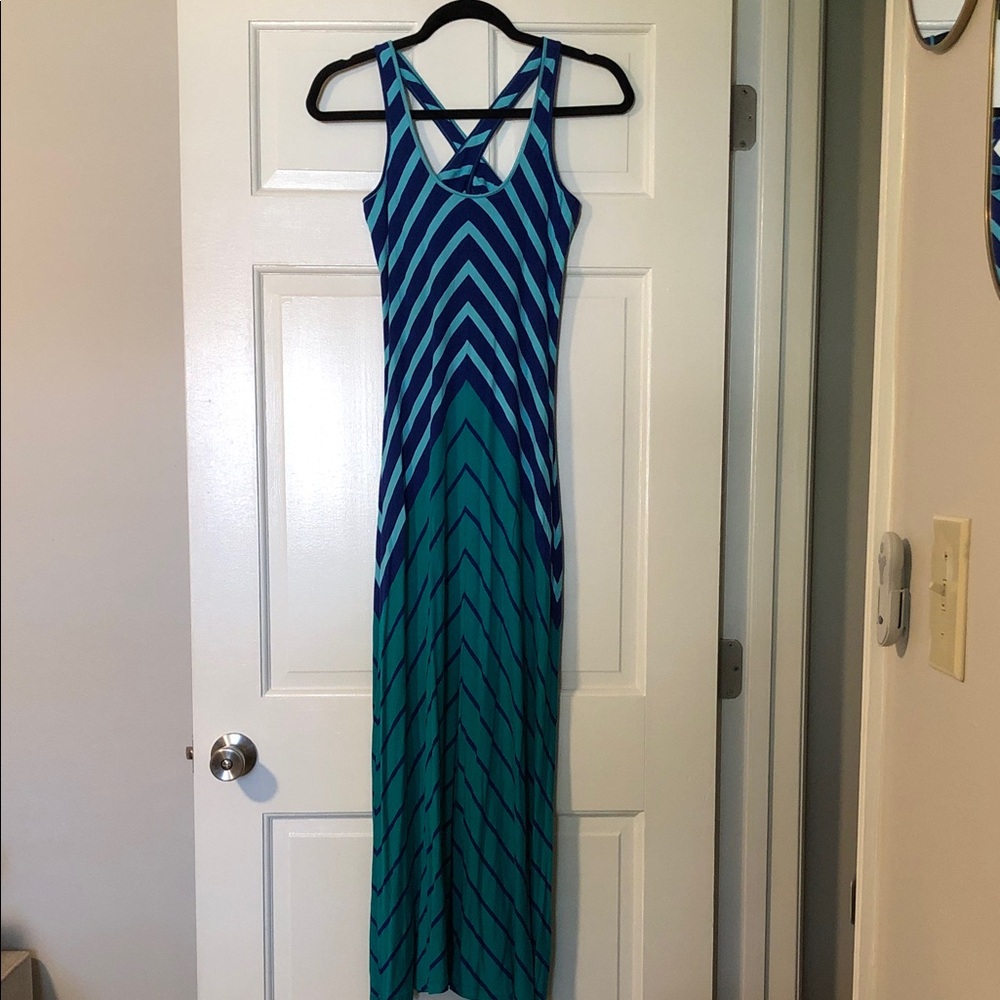 Calvin Klein Blue and Green Maxi Dress
